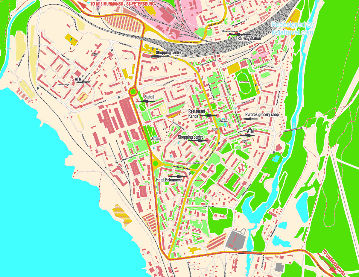 Map of Kandalaksha city Kandalaksha, Murmansk, Kola Peninsula