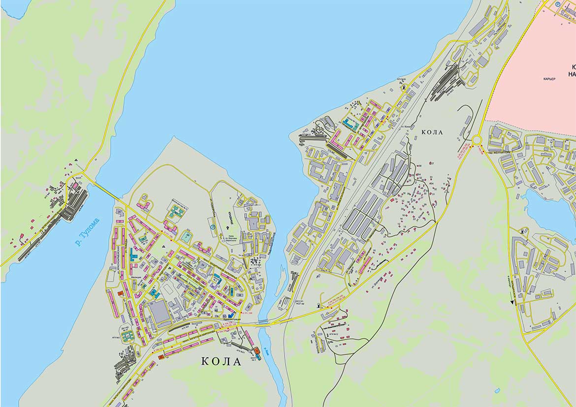 Map of Kola city Kola, Murmansk, Kola Peninsula